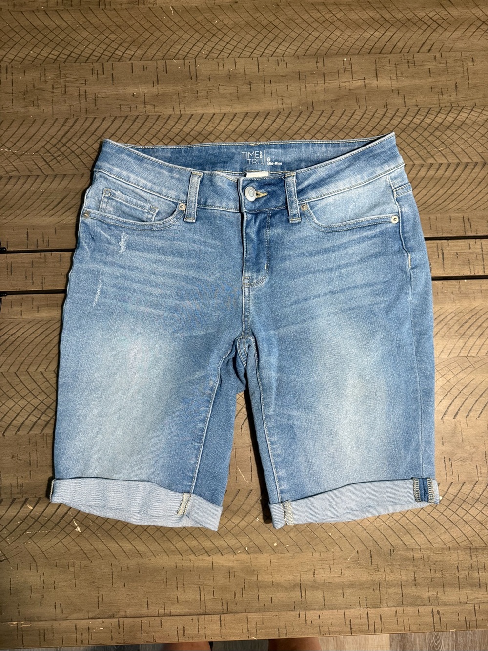 Time and Tru Medium Light Blue Denim Bermuda Shorts